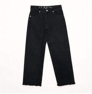 RAEY High Rise Wide Leg Jeans Black Raw Hem Sz UK 24 / US 2 NWT $350 {3J19}